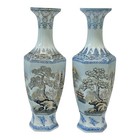 Pair Of Antique Chinese Qing Dynasty Porcelain Vases Qianlong Mark