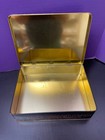 Vintage Gold Floral Hinged Tin Box Made In  England For Case Flowers Black Gold