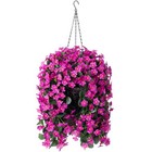 Artificial Faux Silk Hanging Flowers Plants Baskets For Outdoor Outside Fuchsia