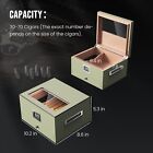 70 Count Cigar Humidor Glasstop Cedar Cigar Box Humidifier   Hygrometer   Drawer