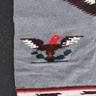 Vintage Grey Woven Mexican Serape Poncho Thunderbird Fringe Colorful Aztec