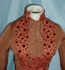 Rich Antique Dress Bodice Victorian 1880 Tan Silk Orange Velvet Trim