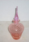 Vintage Art Deco Pink   White Swirls Blown Art Glass Perfume Bottle W stopper