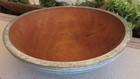 Vintage Turned Wood Dough Bowl Old Green Paint Primitive Country Farmhouse Large