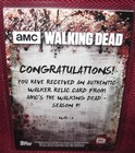 2018 Topps Walking Dead Season 8 Part 1 Costume Relic  wr-3 Walker Nm-mt 