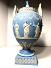 Late 19th Century Wedgwood Blue Jasperware -  the Great Muses  Urn -with Lid A f