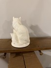 White Glossy Porcelain Cat   Kittens Figurine Statue Decorative Cat Figure