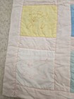 Vintage Pastel Hand-stitched Embroidered Cotton Baby Quilt With Animals Pig Cat 