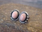 Native American Sterling Silver   Pink Conch Shell Post Earrings By Largo