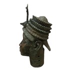 Huge African Benin Bronze Head Of King Oba-nigeria-pre -owned-20 Century