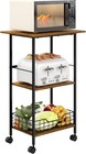 Microwave Stand With Storage  3-tier Rolling Kitchen Cart Table With Wire Bas   