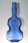 Vintage Cobalt Blue Violin Cello Glass Figural Bottle 10  Tall   