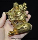 Chinese Ancient Buddhism Bronze Carving Auspicious Wealth Maitreya Buddha Statue