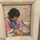 Vintage Native American Painting Canvas Miniature - Artist Unknown