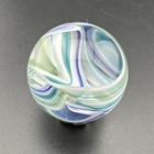 Contemporary Handmade Art Glass Marble 1 10  Blue Green White Clear Chaos Swirls