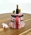 Porcelain Hinged Trinket Box Teapot Wine Bread Table Setting