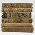 Antique Book Lot Of 6 Tan Hardcover Staging Classics Decor Worn Stack