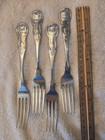 R W Wilson Coin Silver Kings 4 Dinner Forks 7 7 8  Priced Each Shell Back   Mono