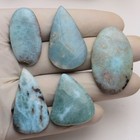 Set Of 5 Pcs Natural Larimar 31mm-42mm Cabochon Untreated Loose Gemstones Lot