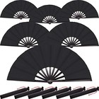  Packs Large Clap Fans For Line Dancing Large Chinese Folding Hand Fans 6 Black