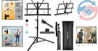 Portable Lightweight Music Stand With Clip   Carrying Bag - 11 Lbs Max Weight