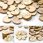 400pcs Rustic Wooden Love Heart Wedding Table Scatter Decoration Engraved Natur