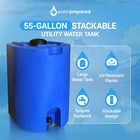 Waterprepared 55 Gal Stackable Design Utility Water Tank With Large Cap  Blue