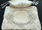 Vintage Placemats Set Madeira Linen Embroidered Ecru Set For 8   16pc 