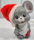 Vintage Christmas Santa Mouse Light Up Ceramic Figure W cord  Nite Lite