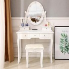 Vanity Table 10 Led Lights Mirror 5 Drawers Makeup Dressing Desk With Stool Set