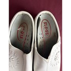 Klogs Usa Womens 7m White Leather Nursing Clogs Floral Whipstitch Slip On Shoes