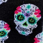 Funky Retro Novelty Sugar Skull Day Of The Dead Crew Socks Goth Punk-black teal