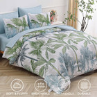 Botanical Comforter Set Queen  7 Pieces Blue Palm Tree Bed In A Bag  Reversiable