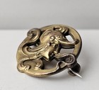 Antique Art Nouveau Gold Filled Nymph Watch Brooch Victorian C Clasp Vintage Pin