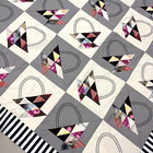 Handmade Basket Blocks Cotton Fabric Patchwork Quilt Top topper 86x86 