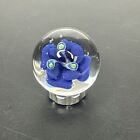 Contemporary Art Glass Marble  97  Handmade Flower Implosion Blue Floral Mib