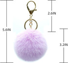4 Pcs Pom Pom Keychains - Faux Fur Ball Key Rings Fluffy Rabbit Fur Pompoms Keyc
