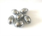 6 Large Barrel Acrylic Antique Silver Metal Plated Craft Beads 28x18mm