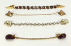 Lot Of 4 Sweater Clips Gold Tone Mid-century Faux Pearl Carnlian   Red Acrylic