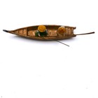 Antique Miniature Figurine Cold Painted Bronze Chinese Fishermen In Boat  2 25 