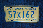 1972 - 1973 Louisiana License Plate