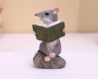 Mouse Reading Book Statue Garden Sculpture Tabletop Figurine Home Decor Gifts