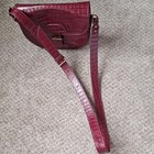 Burgundy Crocodile Embossed Shoulder Bag Buckle Accent Gold Hardware Women s