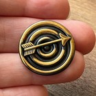 Antique Brass Victorian Arrow Button Stamped Metal Double Shank Archery 1 