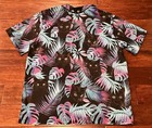 Ace Blue Purple Black Cat Floral Hawaiian Mens Xl Short Sleeve Button Up Shirt
