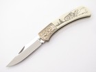Vtg Explorer G Sakai Seki Japan Wolf Scrimshaw 3 1 Folding Lockback Pocket Knife
