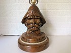 Vintage Carved Wood Fisherman Lamp   Mid Century Table Lamp   Nautical