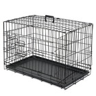 30   Foldable Dog Pet Crate Kennel Metal Wire Cage 2 Door And Removable Tray 
