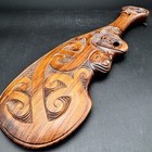 Hand Carved Wood Maori New Zealand Wahaika War Club With Abalone Inlays 17 