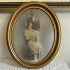 Antique 1920s Wedding Portrait Photo Dolores   Albert Henault Ri Oval Wood Frame